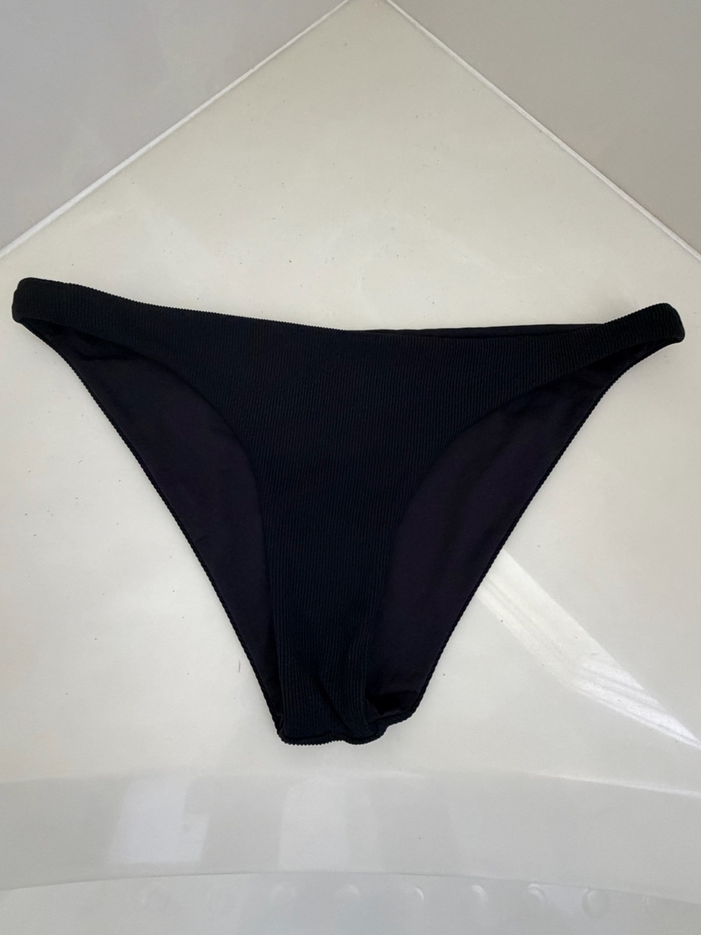 L Space Camacho Black Ribbed Bikini Bottoms Size L